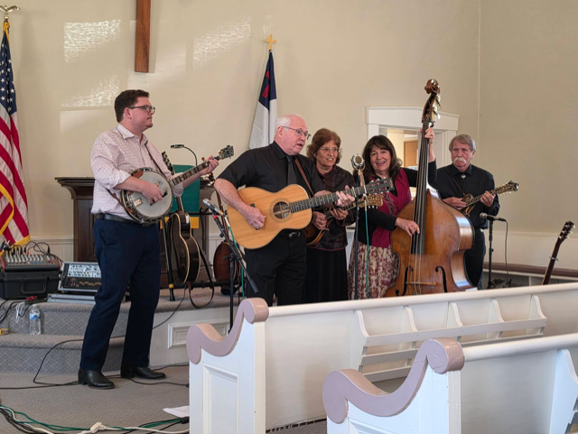 The McLain Family Band performing inside Salem Presbyterian Church