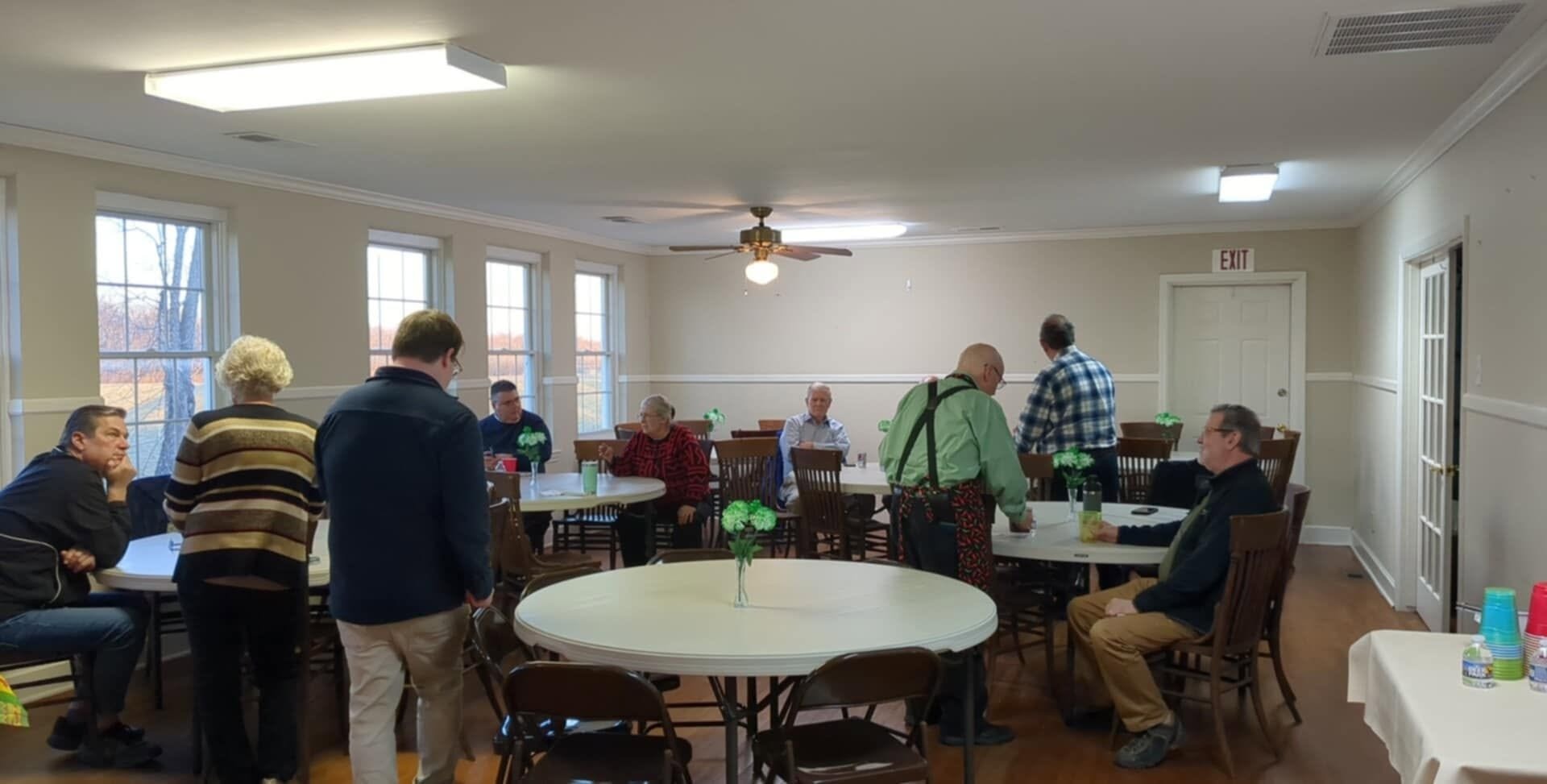 Salem Presbyterian Church congregation gathered in the fellowship hall